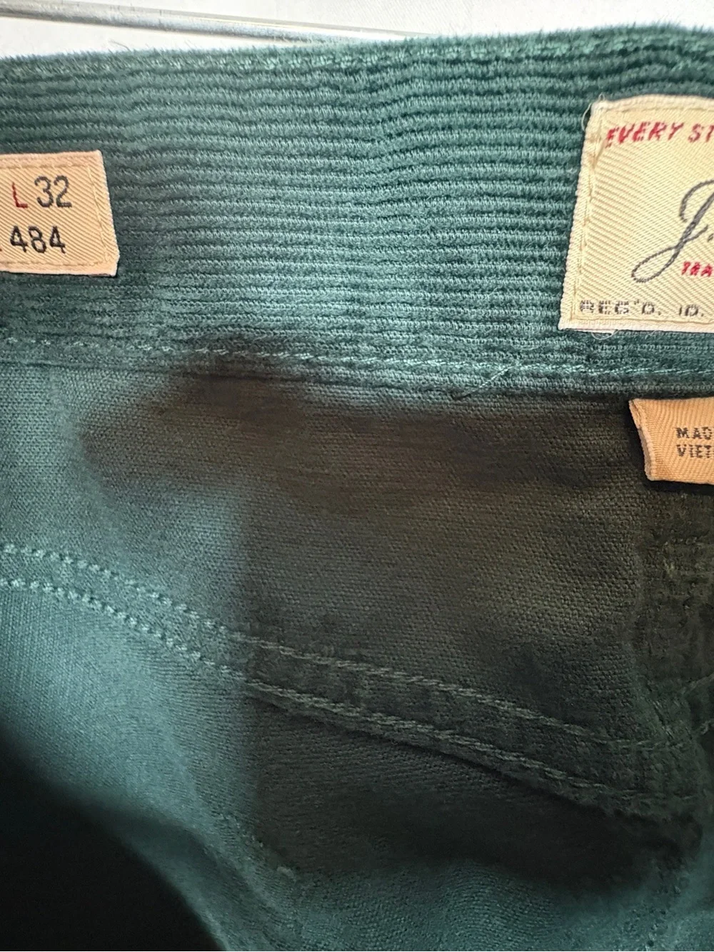 J.Crew Men’s Corduroy Pants Dark Forest Green 5 Pocket Straight Leg Size 30x32